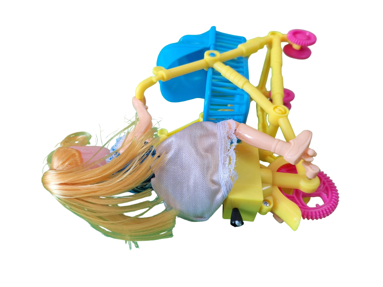 Bonito Juguete De Cuerda Muñeca Avanza Con Carrito Carreola Color Azul