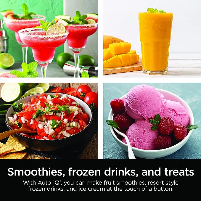 A Ninja - Licuadora BN701 Professional Plus, 1400 vatios máximos, 3 funciones para batidos, bebidas congeladas y helados con Auto IQ, jarra y tapa de trituración total de 72 onzas*, gris oscuro