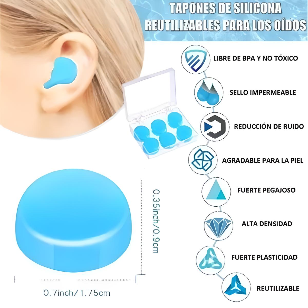 Tapones Para Oídos Reutilizables Silicona Para Dormir 12pcs