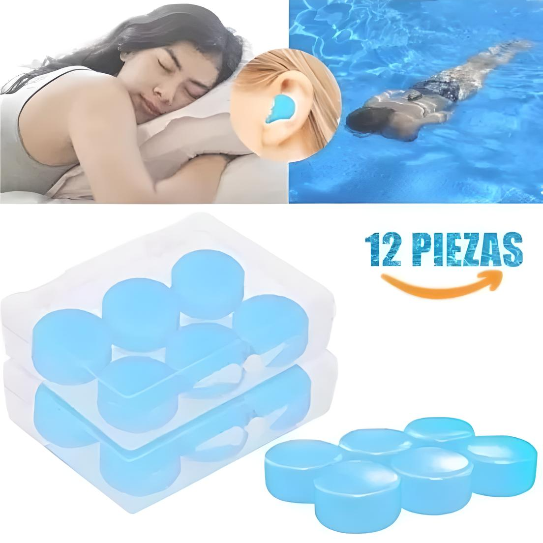 Tapones Para Oídos Reutilizables Silicona Para Dormir 12pcs