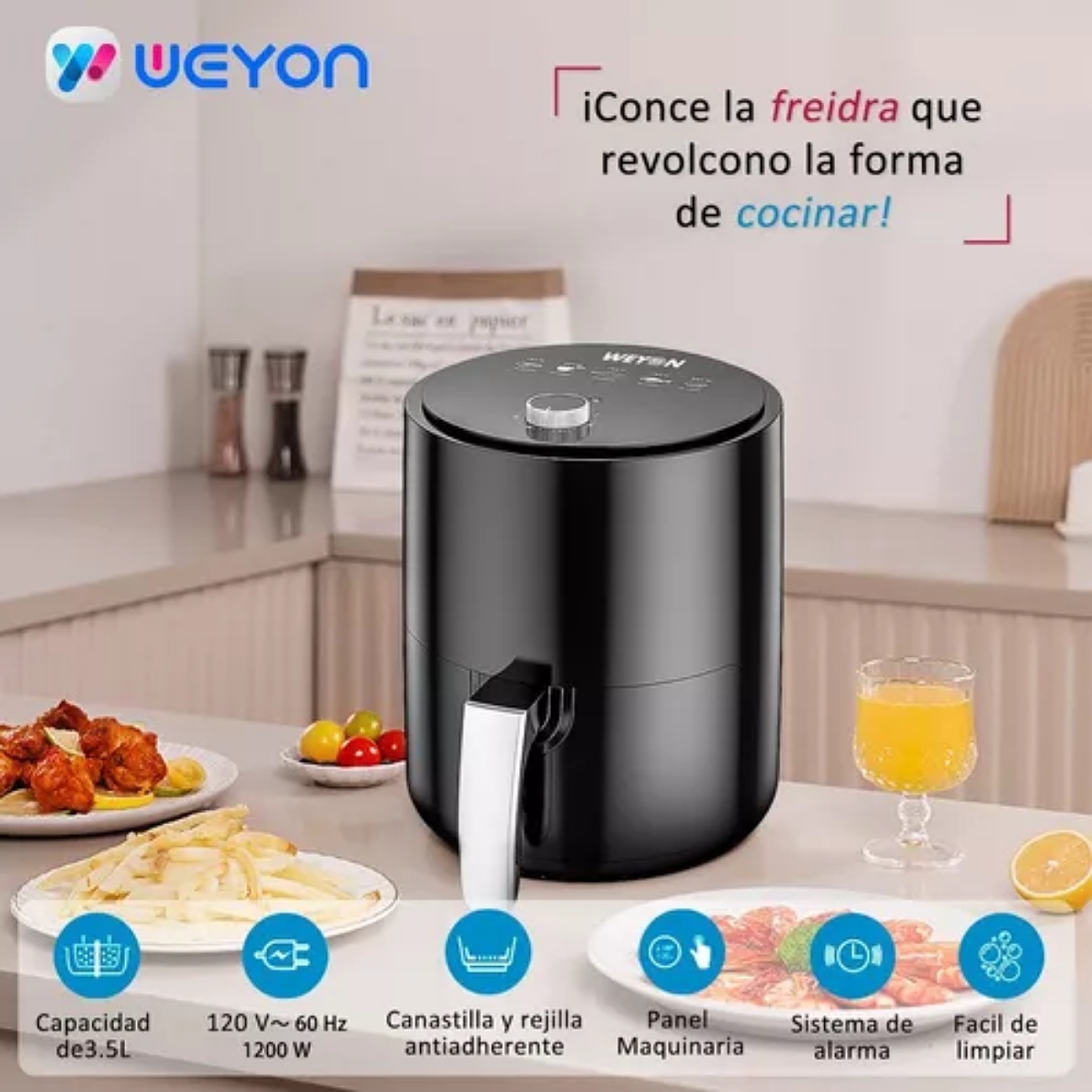 Freidora De Aire Weyon 3.5l Sin Aceite Freidora Electrica