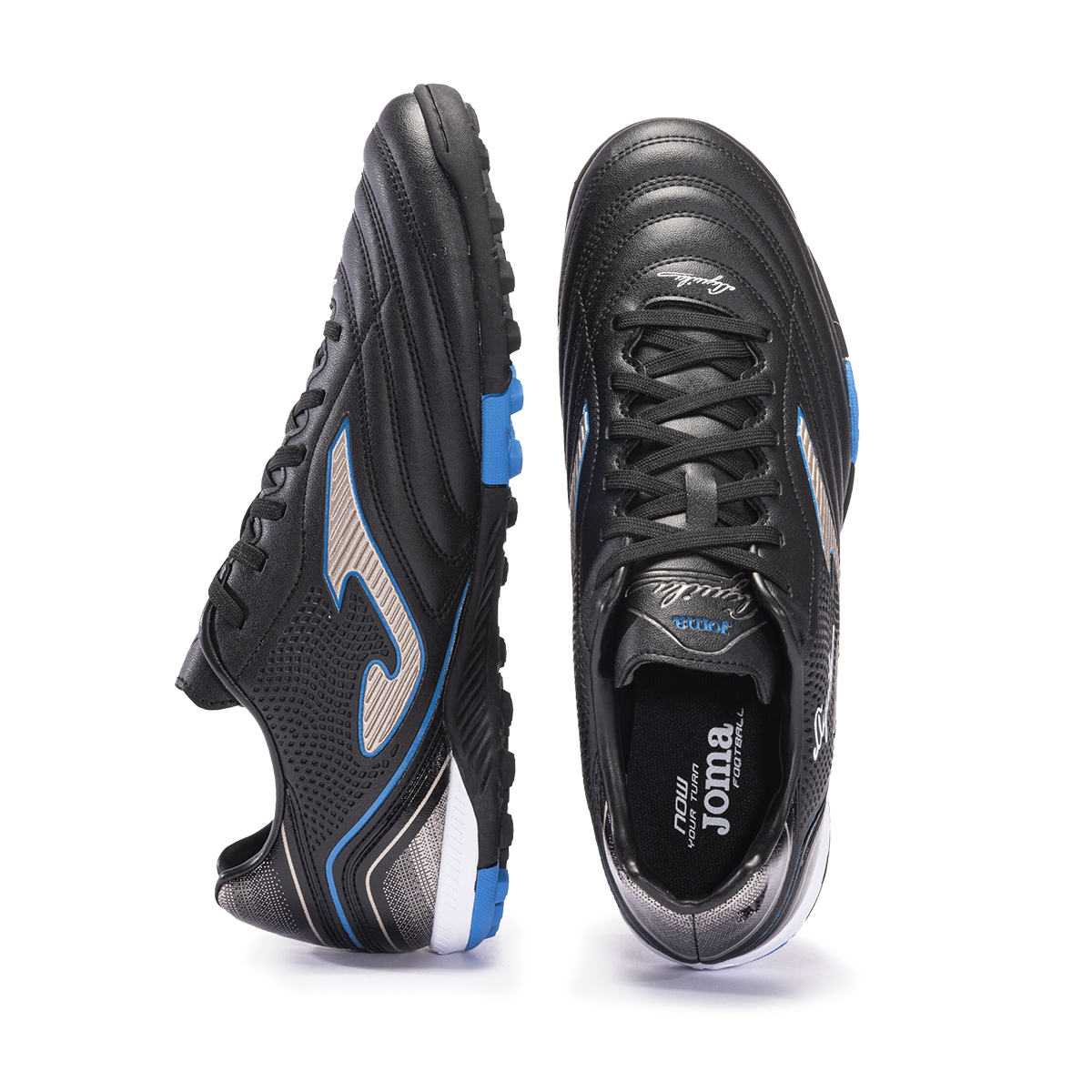 Tenis Joma Futbol Rapido Aguila 2301 Turf Negro/Oro.