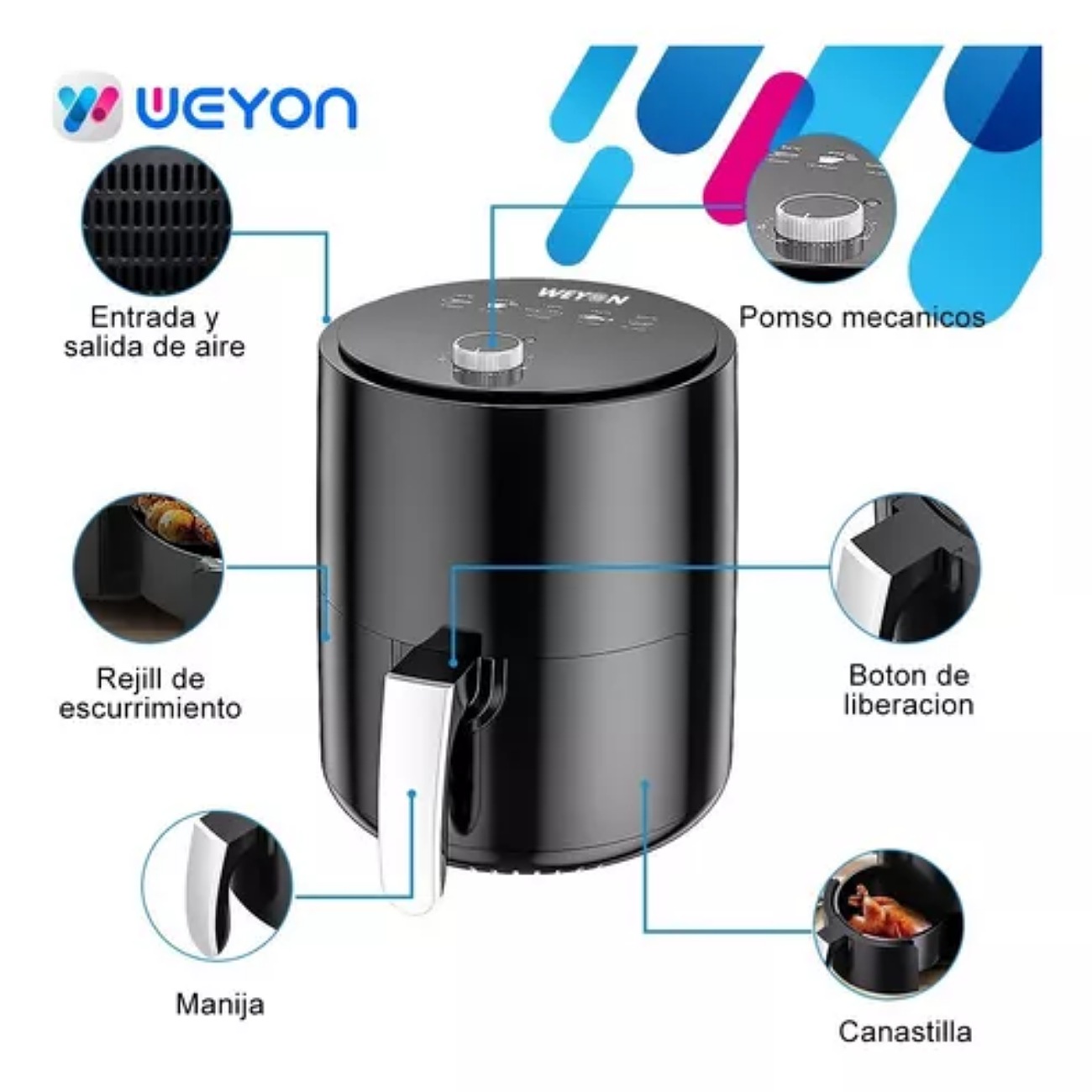Freidora De Aire Weyon 3.5l Sin Aceite Freidora Electrica