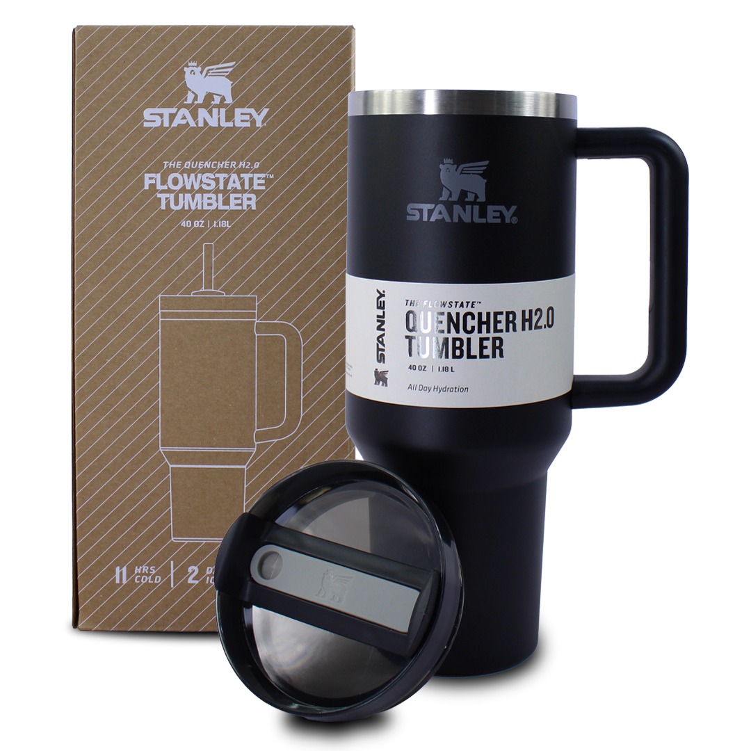  Vaso Termico Negro tipo stanley  De Acero Inoxidable 40oz Con Popote