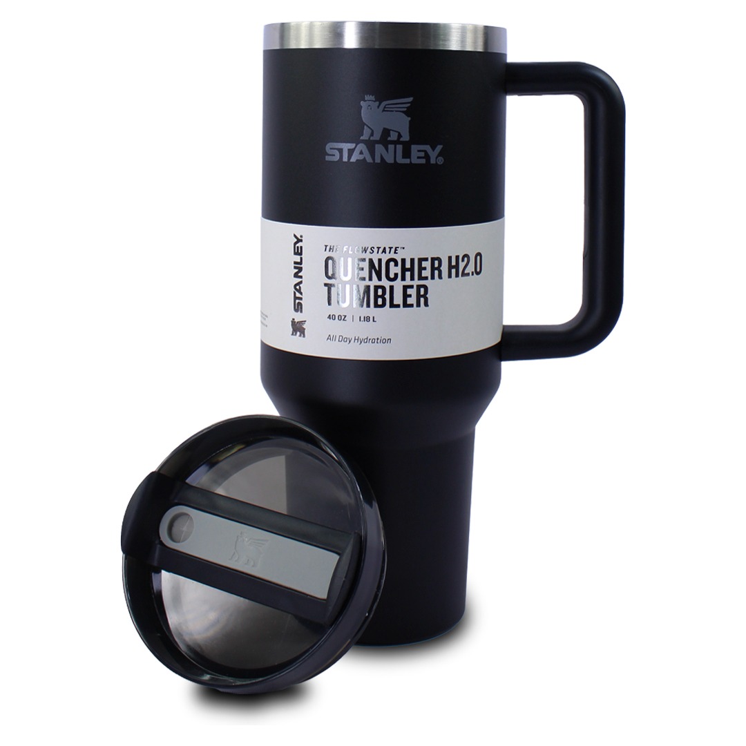  Vaso Termico Negro tipo stanley  De Acero Inoxidable 40oz Con Popote