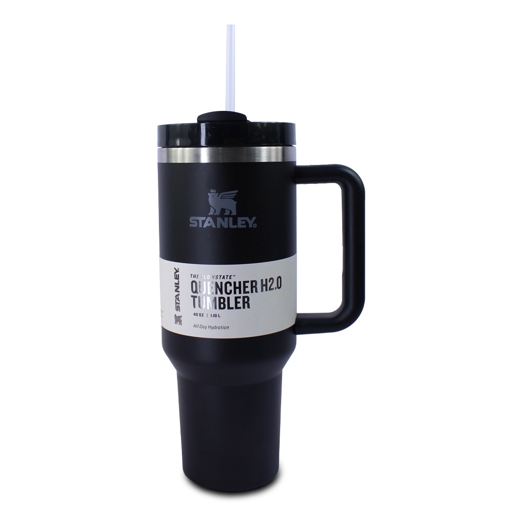  Vaso Termico Negro tipo stanley  De Acero Inoxidable 40oz Con Popote