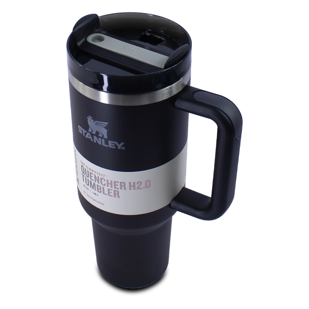 Vaso Termico Negro tipo stanley  De Acero Inoxidable 40oz Con Popote