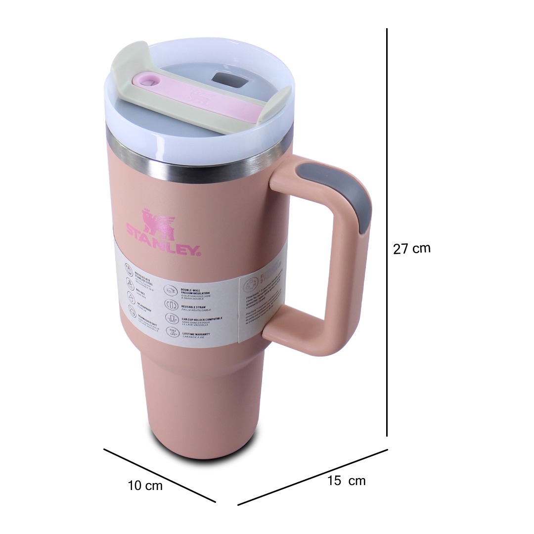  Vaso Termico Rosa Vieja Tipo Stanley De Acero Inoxidable 40oz Con Popote