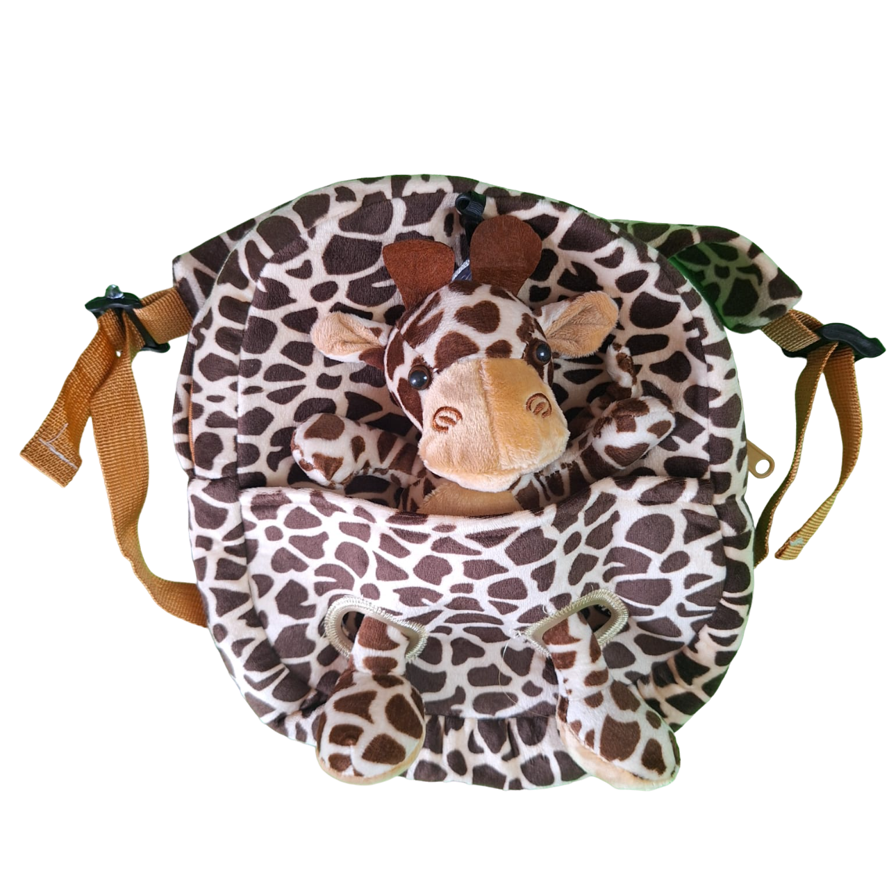 Mochila Infantil Diseño Tela Suave Cómoda Con Peluche De Jirafa Color Chocolate