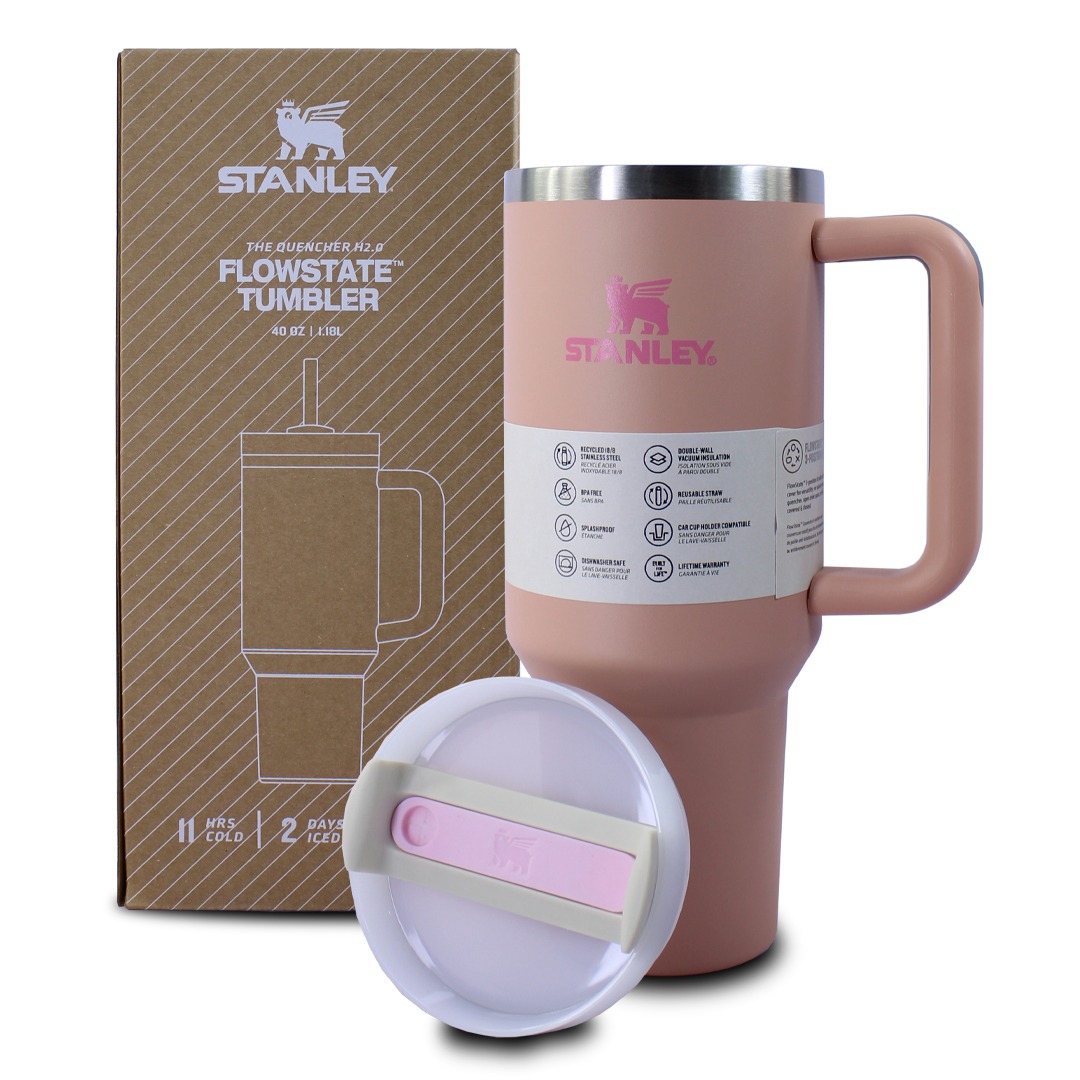  Vaso Termico Rosa Vieja Tipo Stanley De Acero Inoxidable 40oz Con Popote
