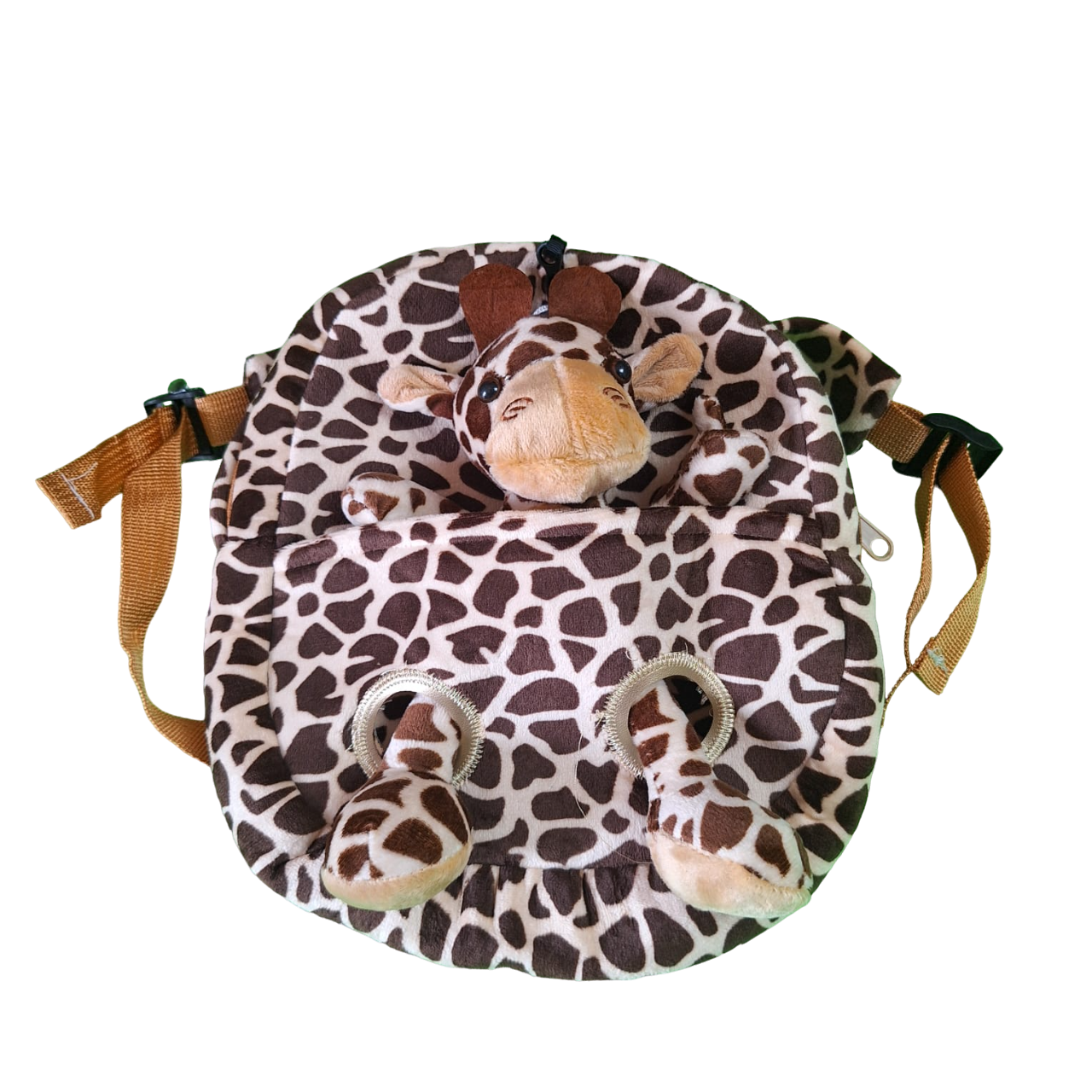 Mochila Infantil Diseño Tela Suave Cómoda Con Peluche De Jirafa Color Chocolate