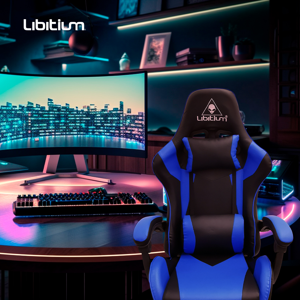 Silla Gamer Libitium Gaming Consola Pc Ergonomica Reclinable Azul.