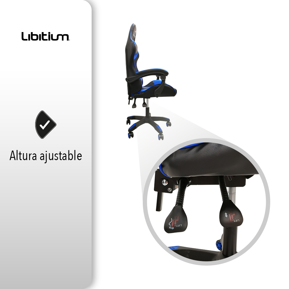 Silla Gamer Libitium Gaming Consola Pc Ergonomica Reclinable Azul.
