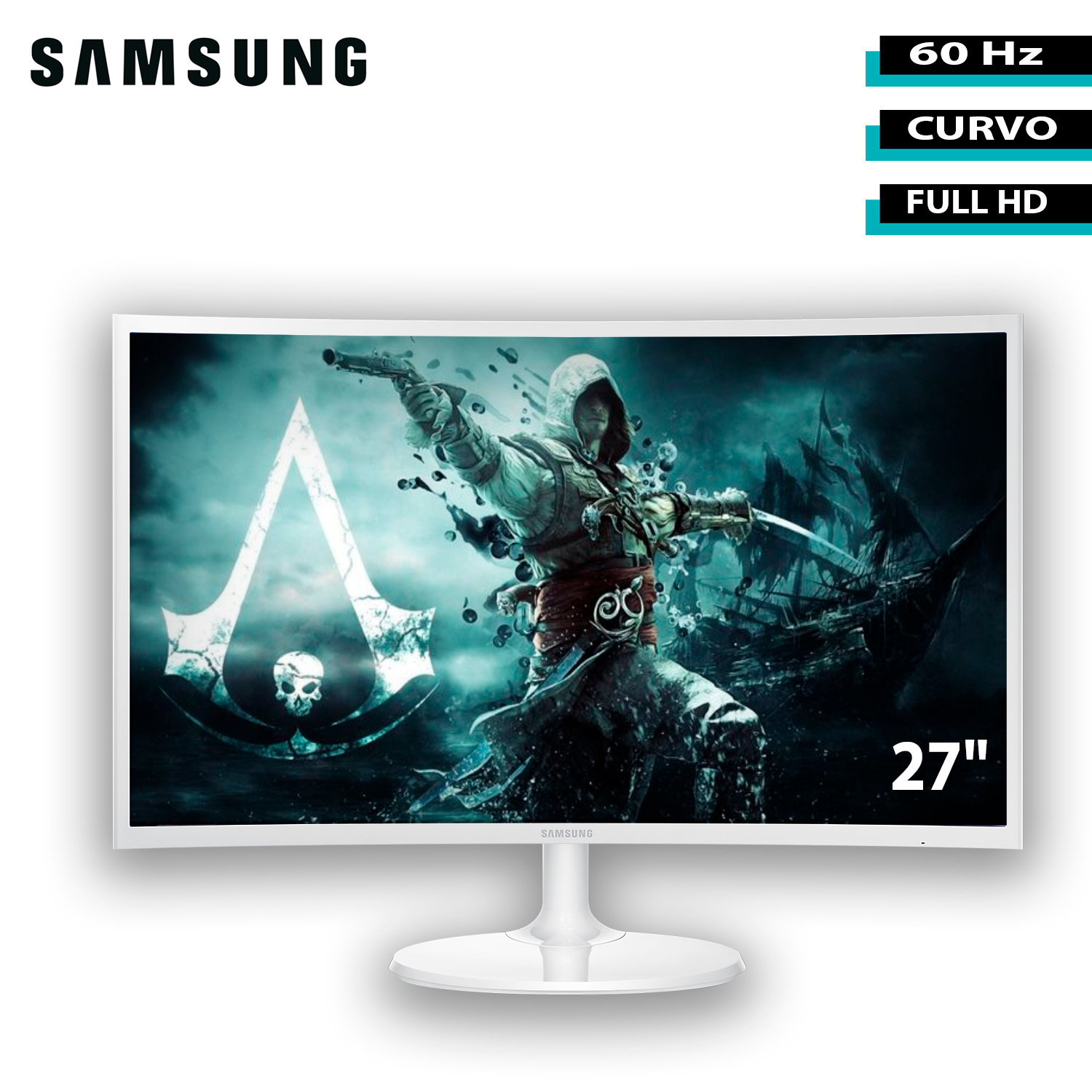 Monitor Gamer Samsung Curvo 27" Led  Full HD FreeSync 60Hz Hdmi Blanco LC27F391FHNXZA .