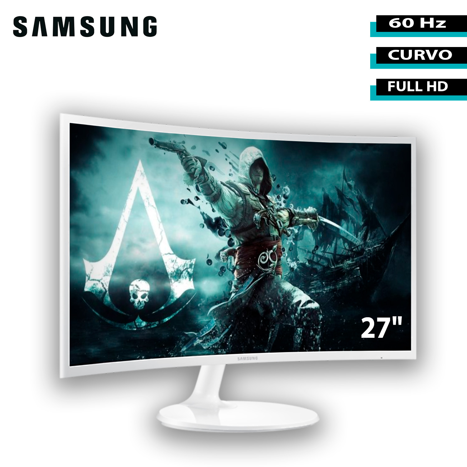 Monitor Gamer Samsung Curvo 27" Led  Full HD FreeSync 60Hz Hdmi Blanco LC27F391FHNXZA .