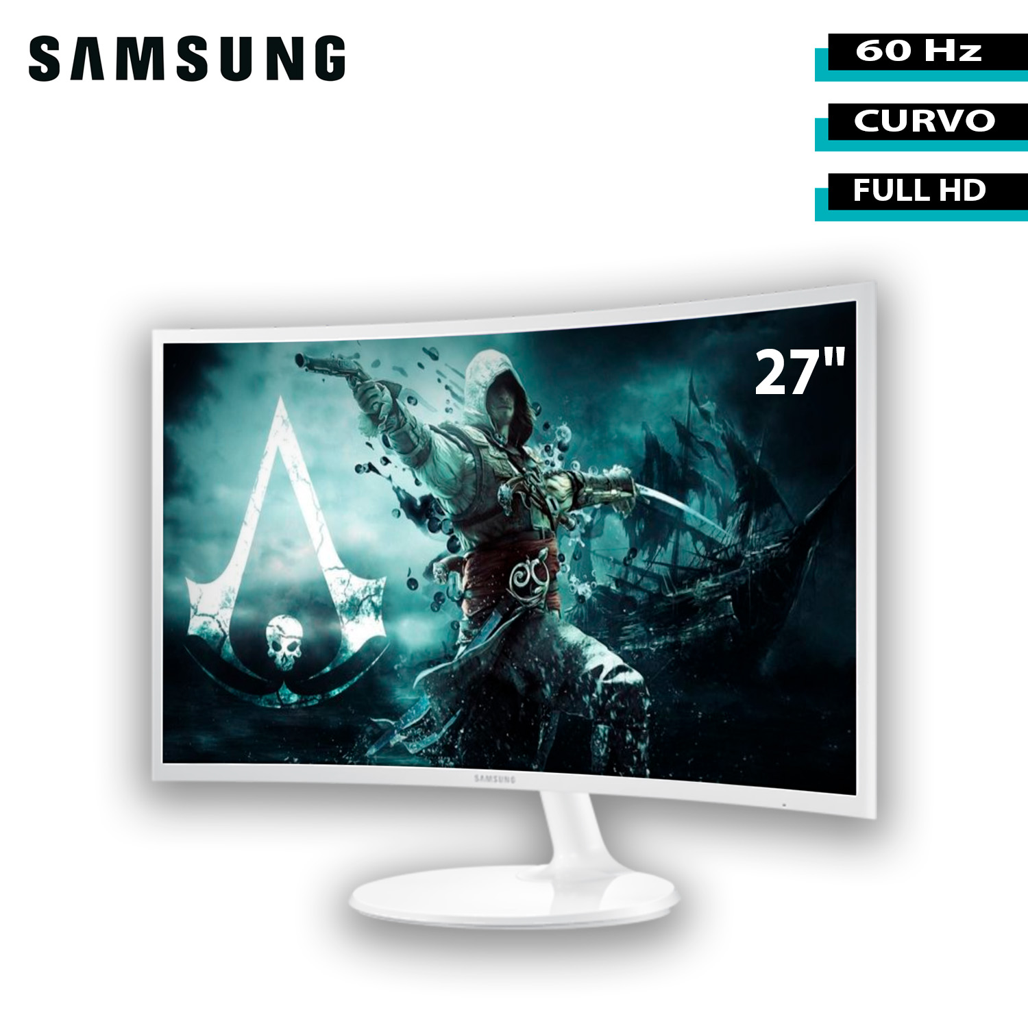 Monitor Gamer Samsung Curvo 27" Led  Full HD FreeSync 60Hz Hdmi Blanco LC27F391FHNXZA .