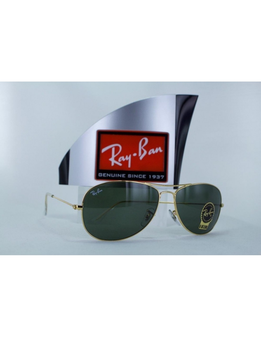 Lentes de sol Ray Ban Rb3362 001 Cockpit Negro G-15 Dorado Gota Piloto