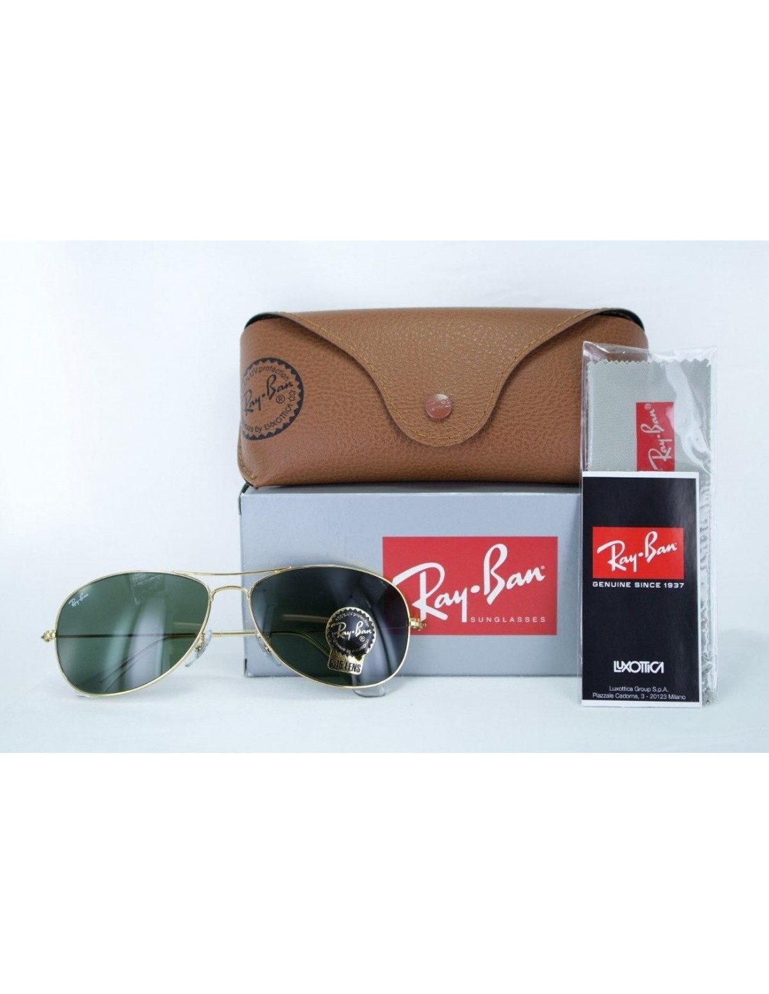 Lentes de sol Ray Ban Rb3362 001 Cockpit Negro G-15 Dorado Gota Piloto