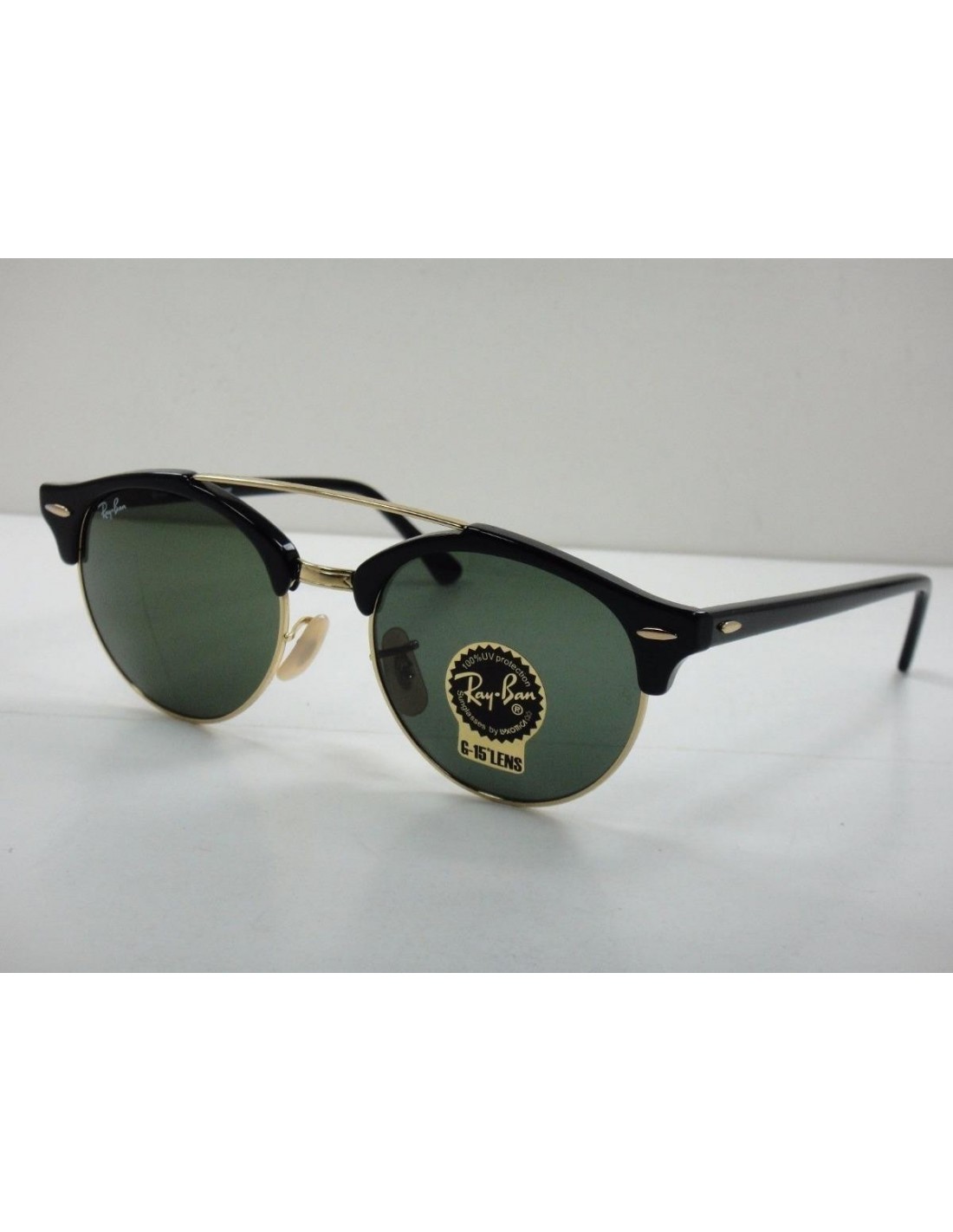 Lentes de sol Ray Ban Rb4346 901 Clubround Double Bridge Negro G-15 Dorado