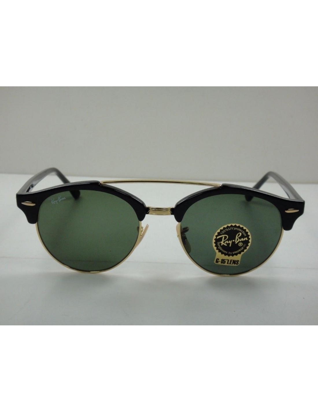 Lentes de sol Ray Ban Rb4346 901 Clubround Double Bridge Negro G-15 Dorado