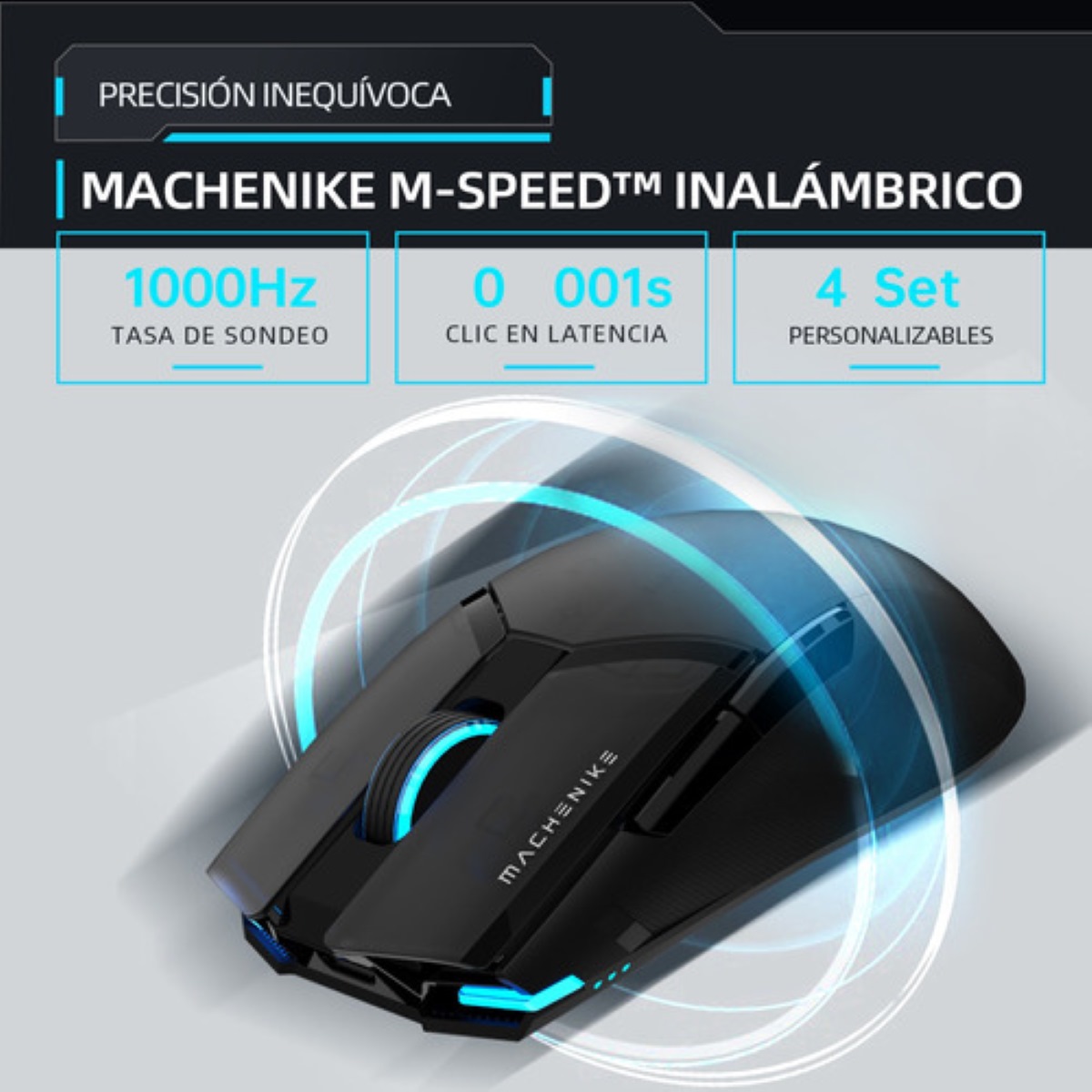 Mouse Gamer Inalámbrico Machenike M7pro Paw3395 Rgb 26000dpi