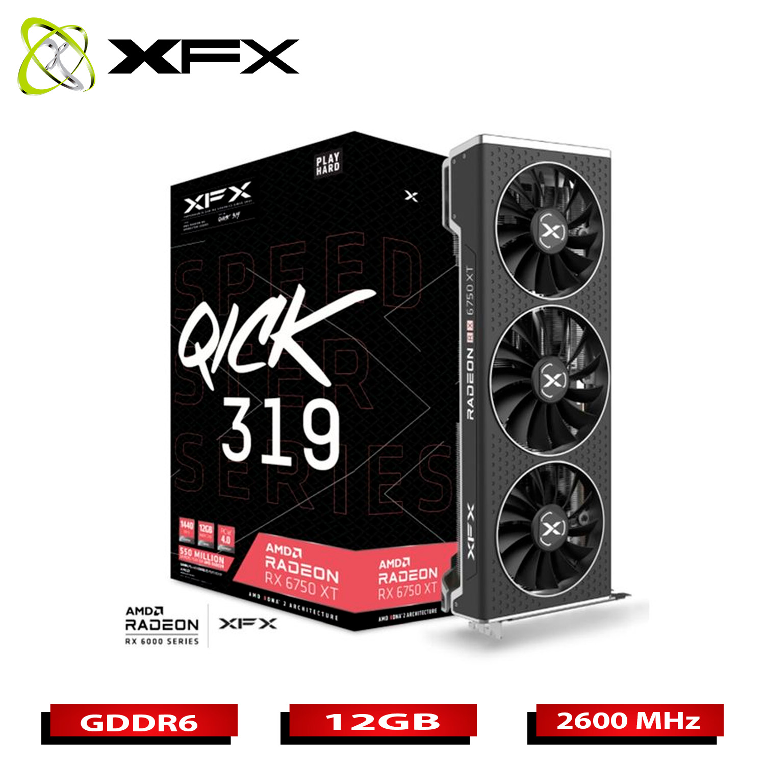 Tarjeta de Video XFX RX 6750 XT AMD Radeon QICK319 12GB 192bit GDDR6 PCI Express 4.0.