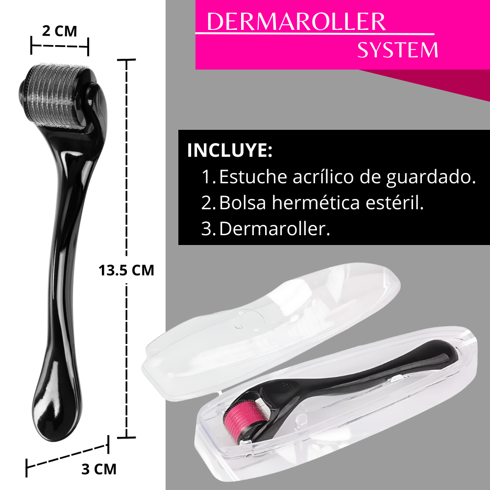 DERMAROLLER RODILLO PARA BARBA SYSTEM 0.5 MM AGUJA TITANIO.