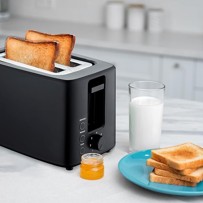 A MasterChef by Hukën | Tostador de Pan | Ranura Extra Grande | Para 2 rebanadas | 7 niveles de tostado | 750 W | Función Recalentar y Descongelar |