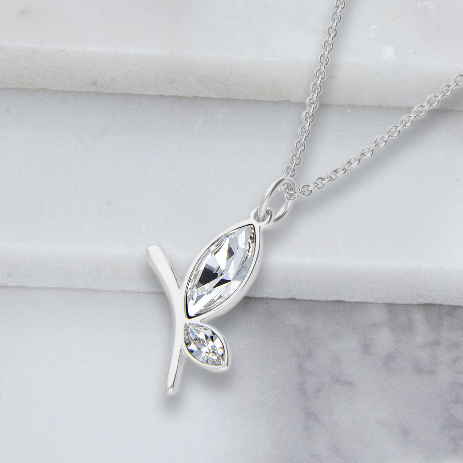 Collar Mariposa Baño de Rodio | Cristal Swarovski 