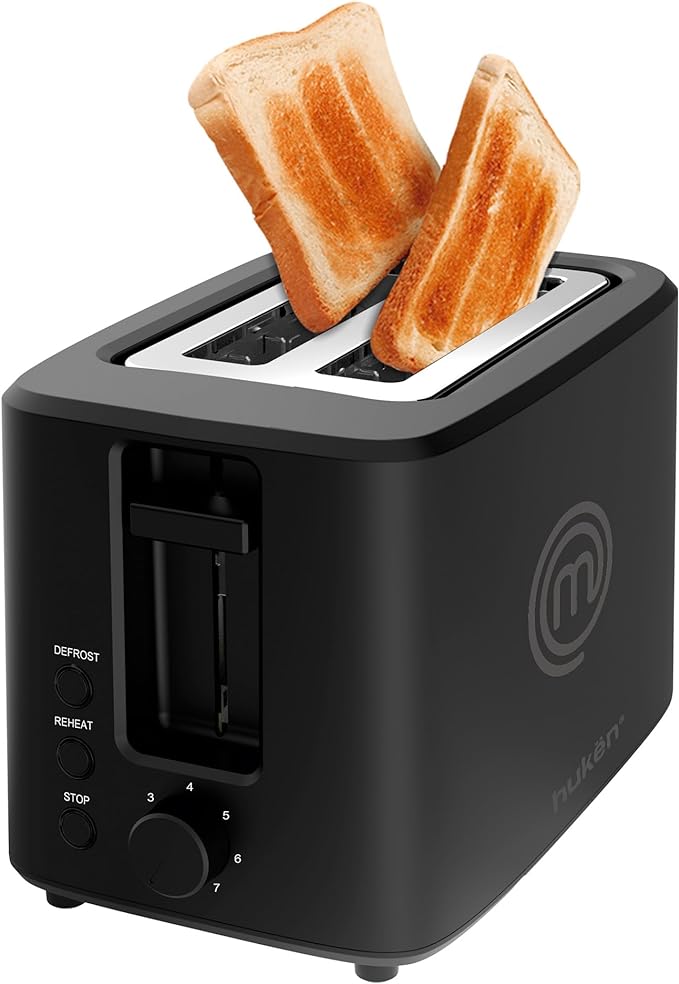 A MasterChef by Hukën | Tostador de Pan | Ranura Extra Grande | Para 2 rebanadas | 7 niveles de tostado | 750 W | Función Recalentar y Descongelar |