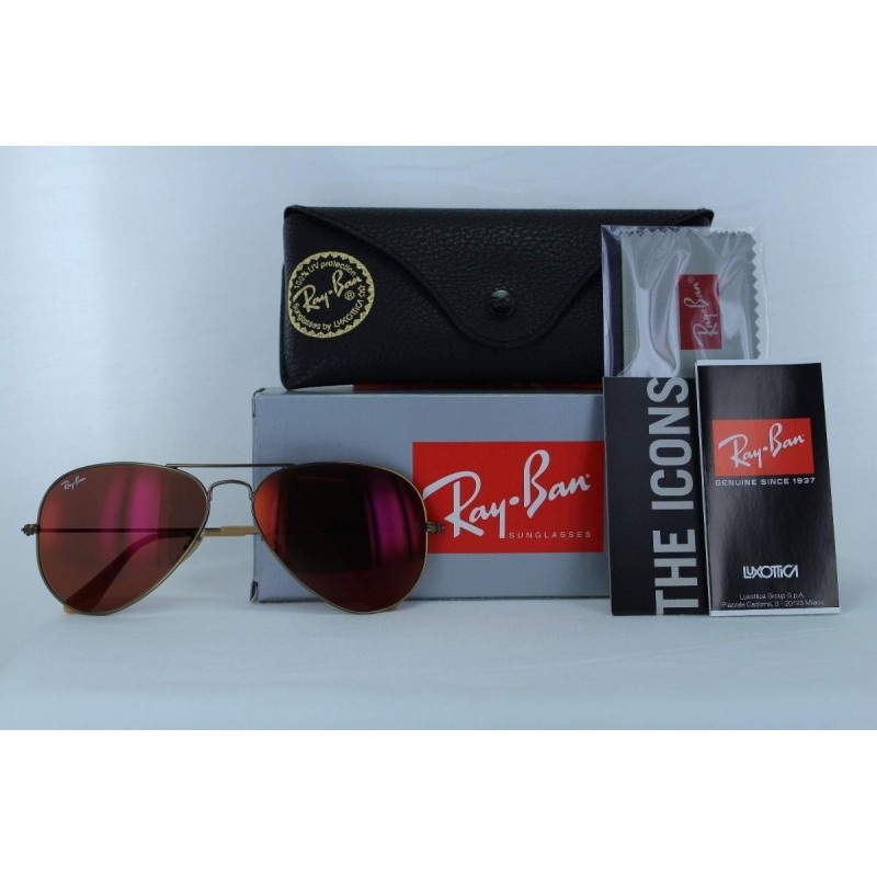 Lentes de sol Ray Ban Rb3025 167/2k Aviator Naranja espejo Bronce Gota Icon