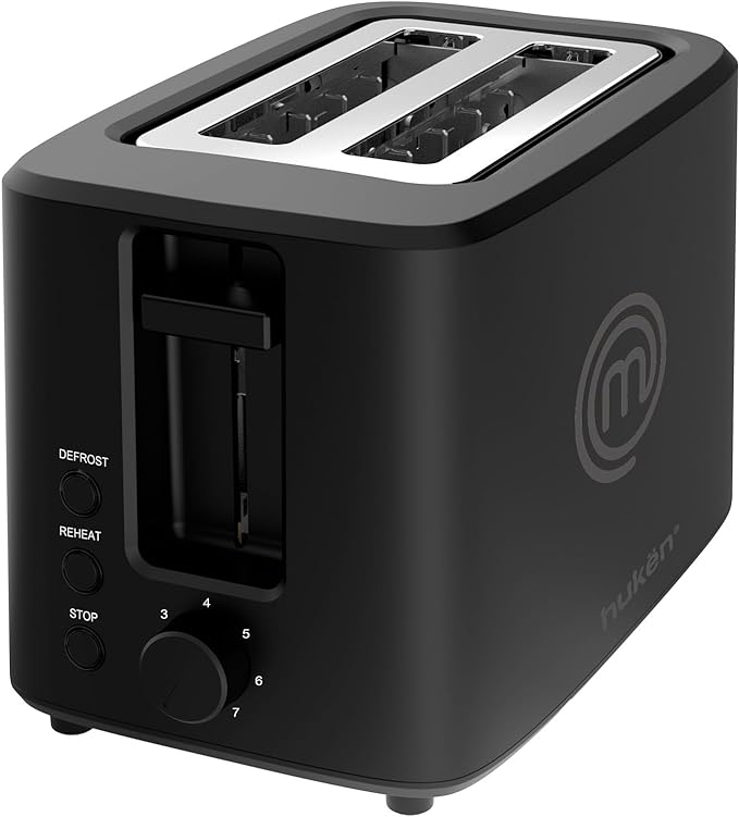 A MasterChef by Hukën | Tostador de Pan | Ranura Extra Grande | Para 2 rebanadas | 7 niveles de tostado | 750 W | Función Recalentar y Descongelar |