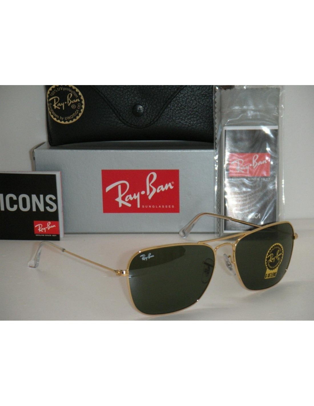 Lentes de sol Ray Ban Rb3136 001 Caravan Negro G-15 Clasico Original