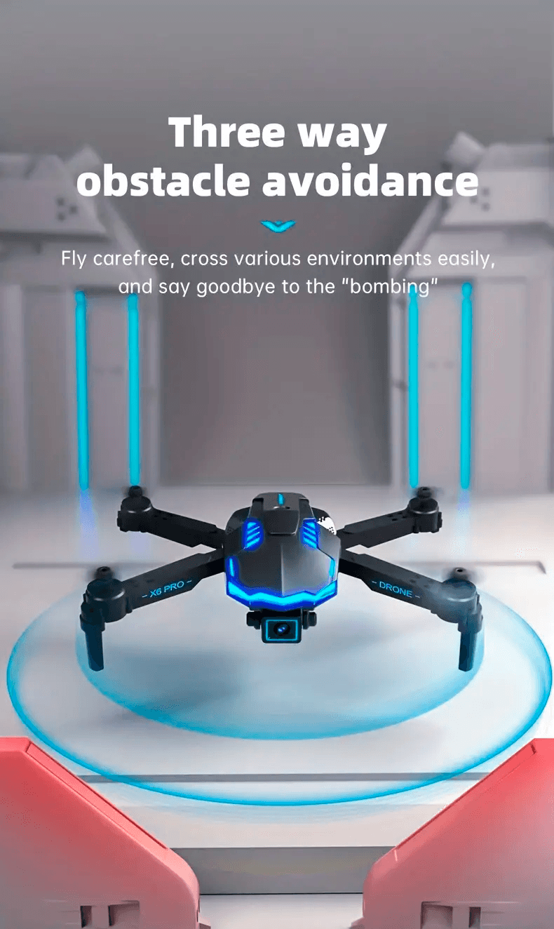 Mini Drone x6 ProPlegable Con Cámara, Baterías, Evitación De Obstáculos, Modo De Gravedad .