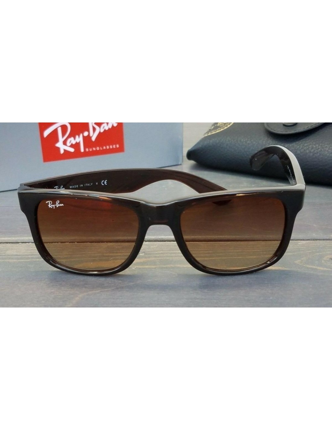Lentes de sol Ray Ban Rb4165 714/s0 Justin Cafe Vino Degradado Espejo Icon