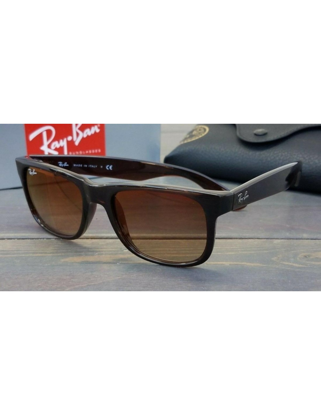Lentes de sol Ray Ban Rb4165 714/s0 Justin Cafe Vino Degradado Espejo Icon