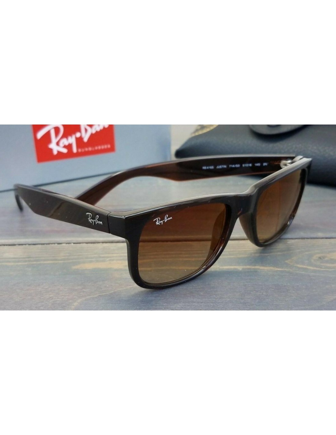 Lentes de sol Ray Ban Rb4165 714/s0 Justin Cafe Vino Degradado Espejo Icon