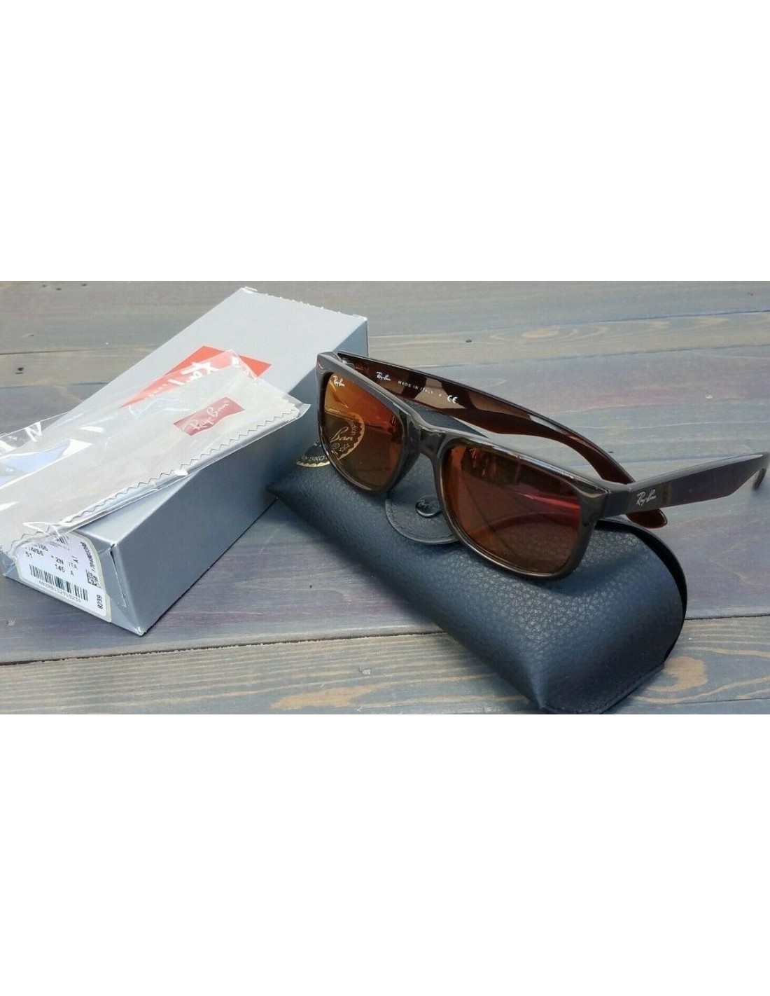Lentes de sol Ray Ban Rb4165 714/s0 Justin Cafe Vino Degradado Espejo Icon