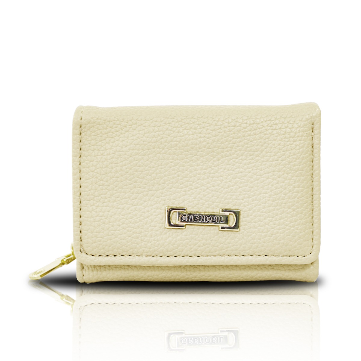 Cartera Marron Beigs  De Mano Para Mujer Billetera Minimalista