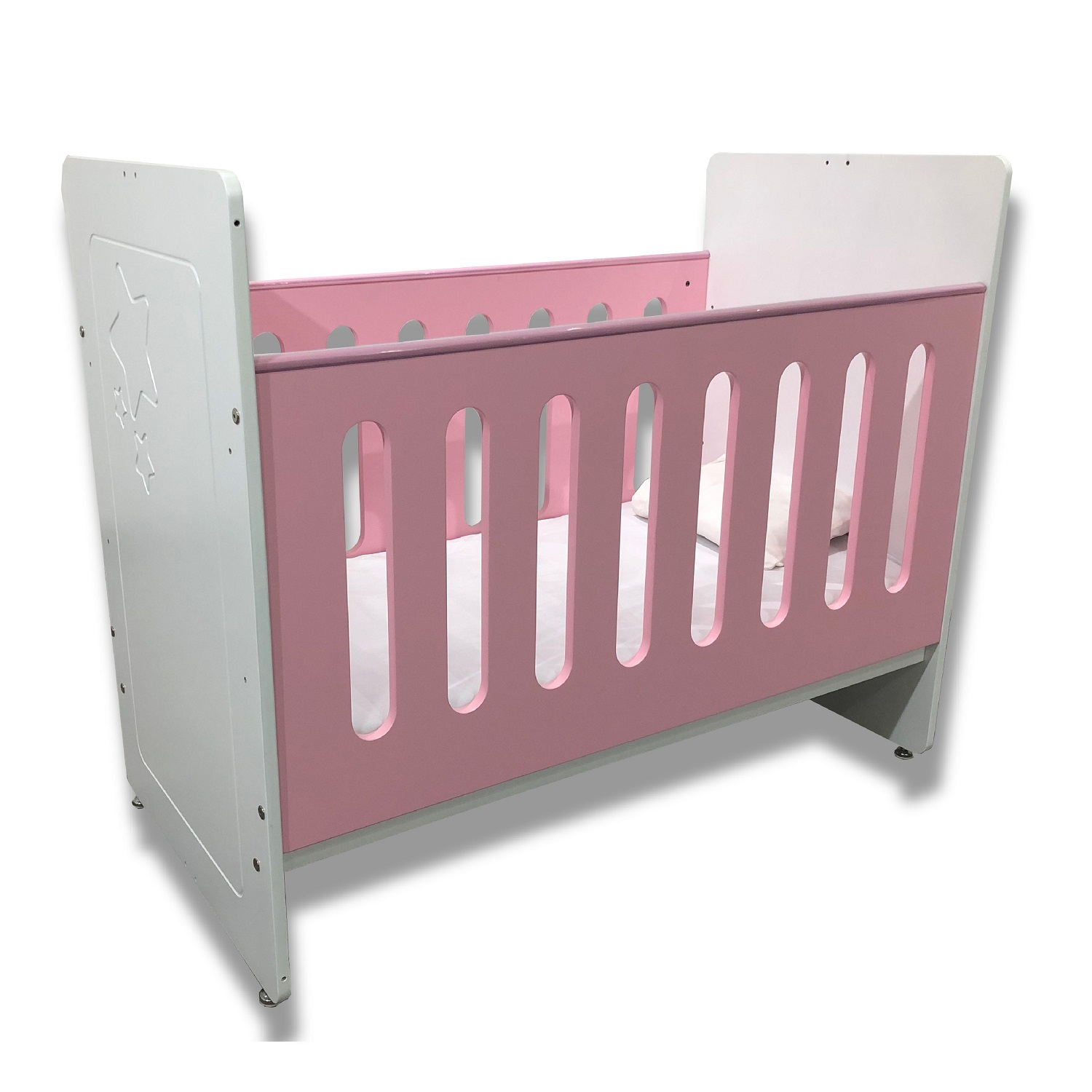 Cuna de madera convertible 6en1 CUNABEBE Blanco Rosa.