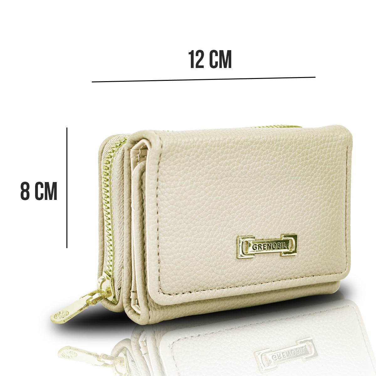 Cartera Marron Beigs  De Mano Para Mujer Billetera Minimalista