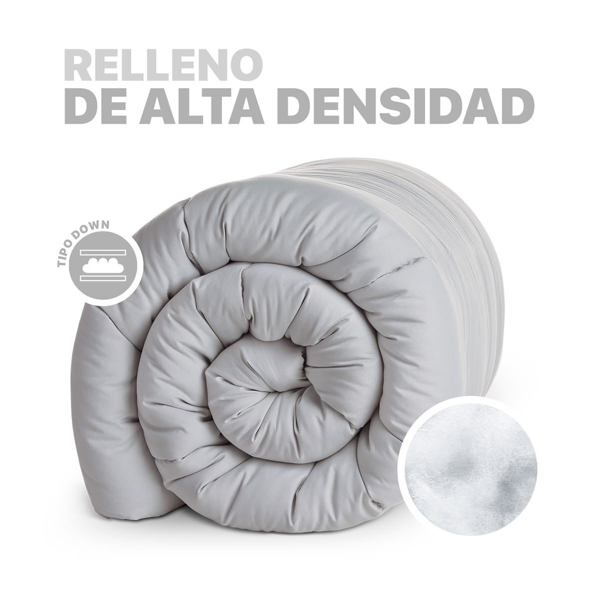 Edredón Acolchado Duvet Queen Size Hipoalergénico Gris ESQUIMAL.