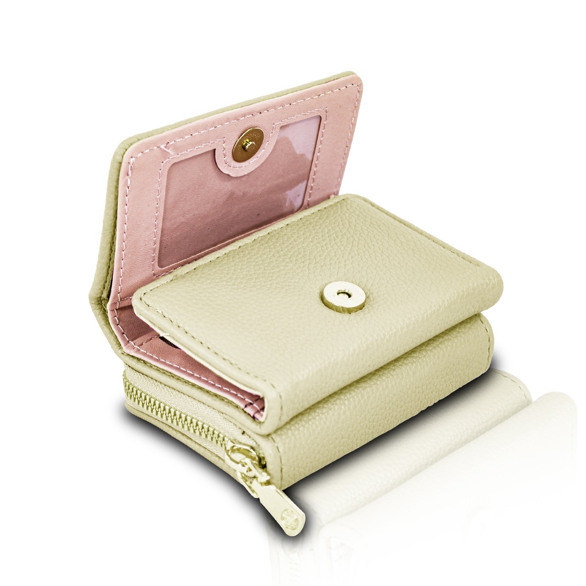 Cartera Marron Beigs  De Mano Para Mujer Billetera Minimalista