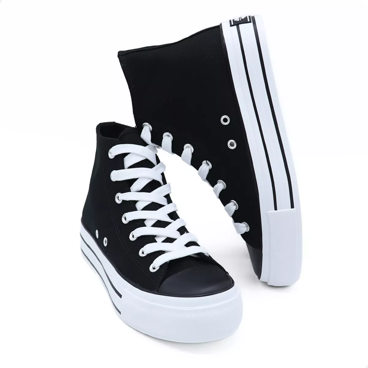 Tenis Botín Andrea Para Mujer Urbano Plataforma Negro Casual And24.