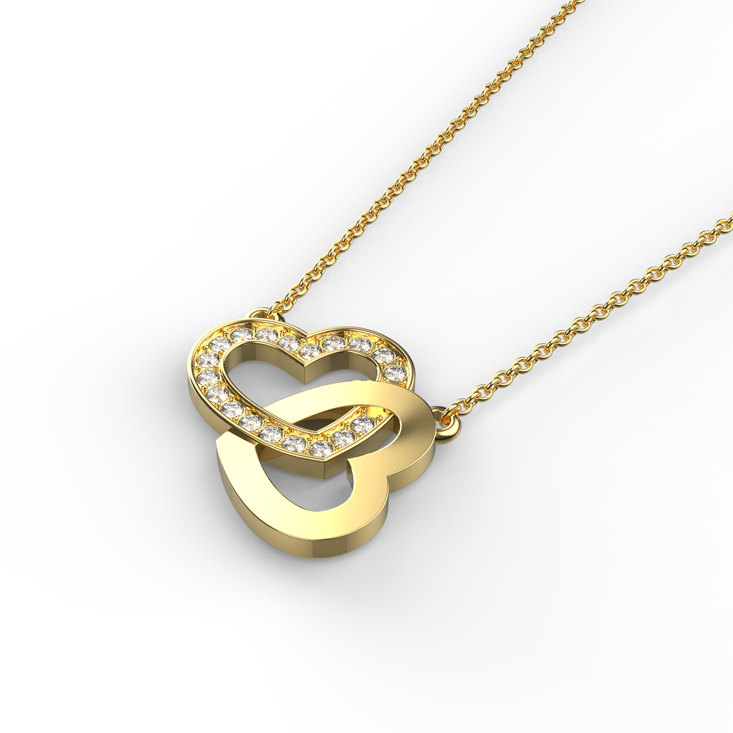 Collar Corazon Trenzado Baño de Oro 14K | Cristal Swarovski Cristal