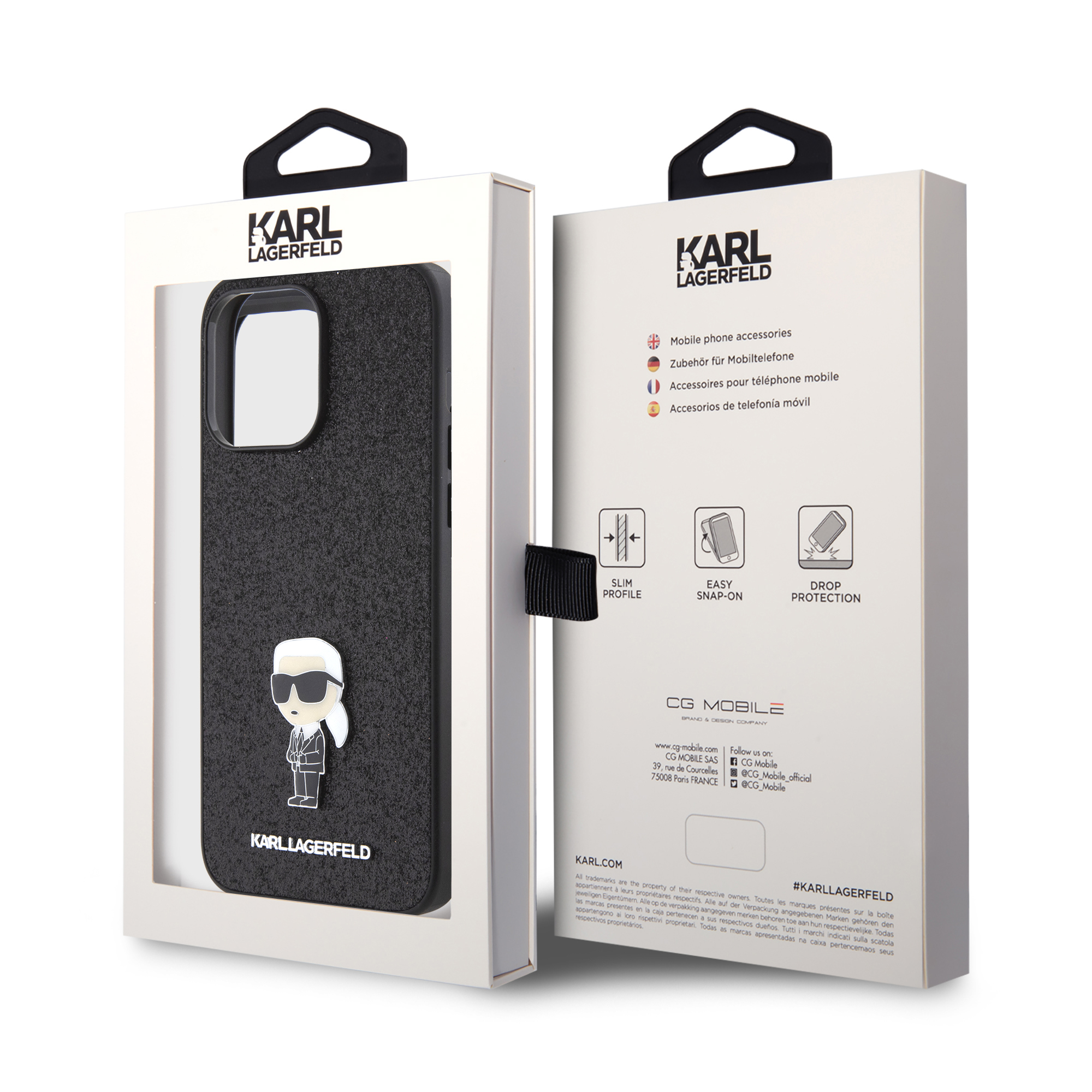 Funda Karl Lagerfeld Brillos Logo Metalico para iPhone 14 Pro Max Negro