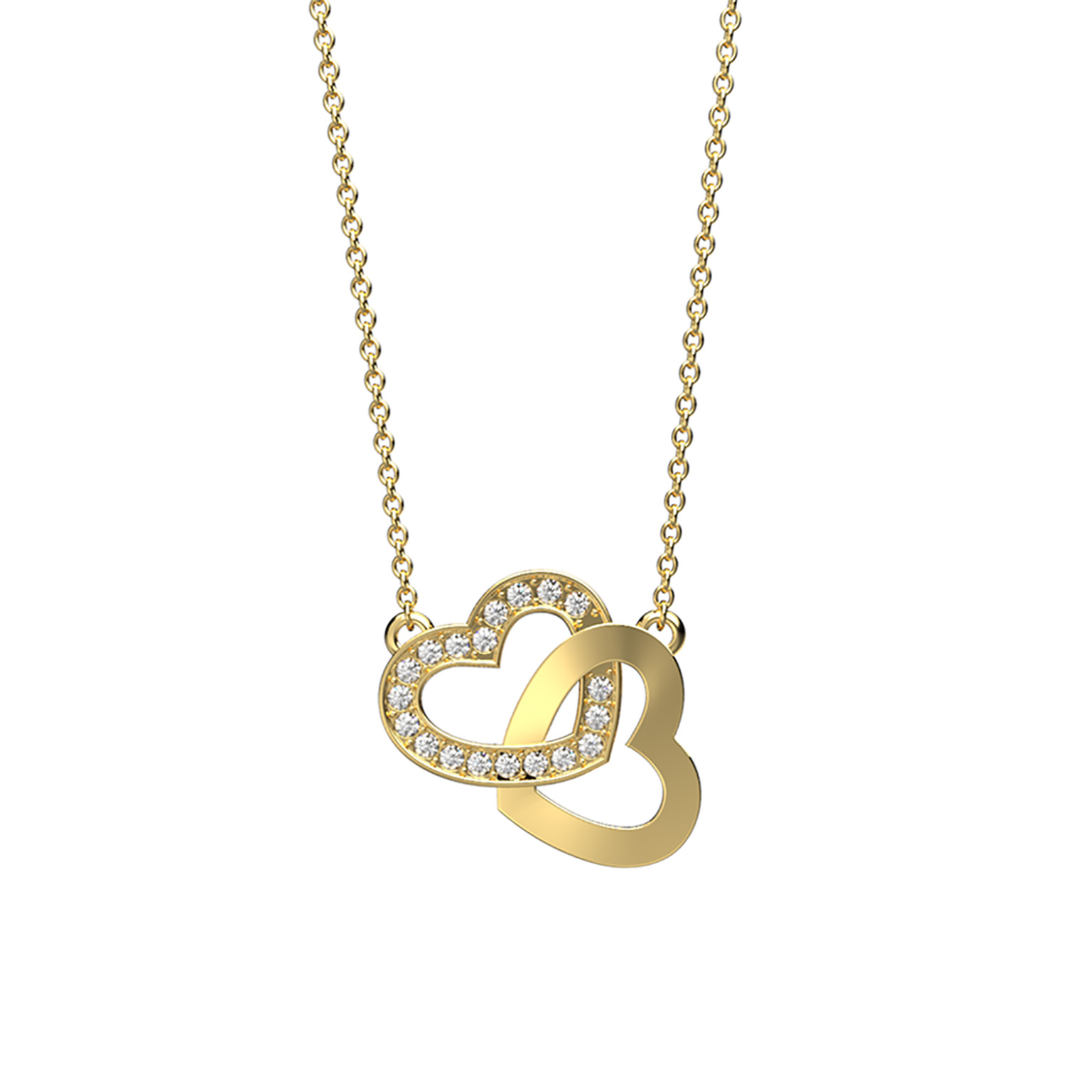 Collar Corazon Trenzado Baño de Oro 14K | Cristal Swarovski Cristal