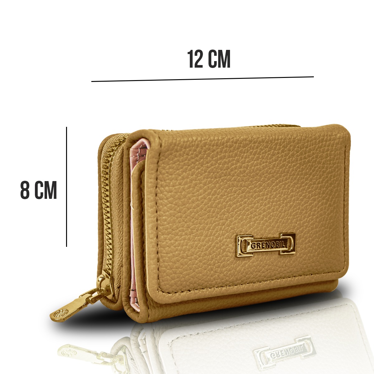 Cartera Marron Claro De Mano Para Mujer Billetera Minimalista
