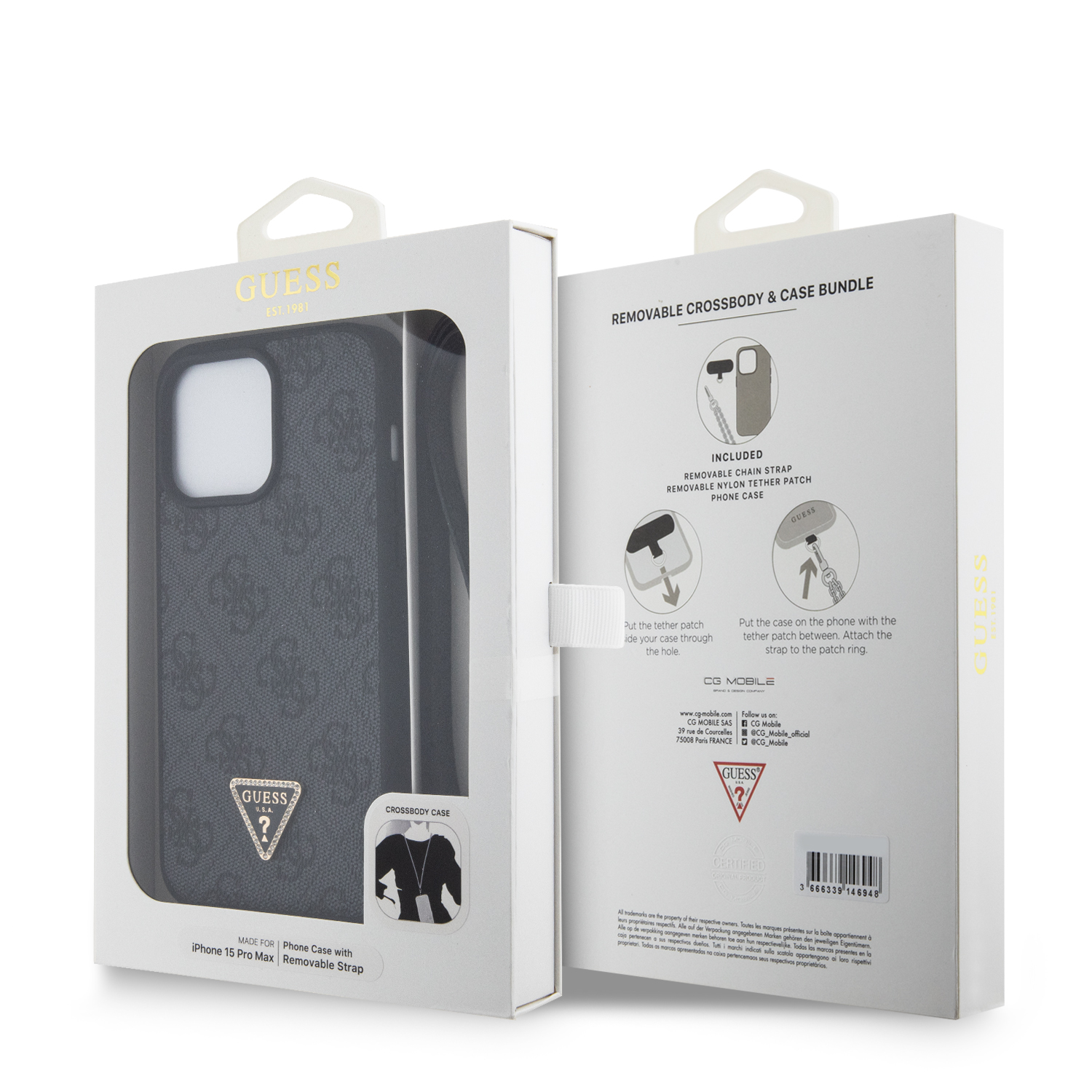 Funda Guess Crossbody 4G para iPhone 15 Pro Max Negro 