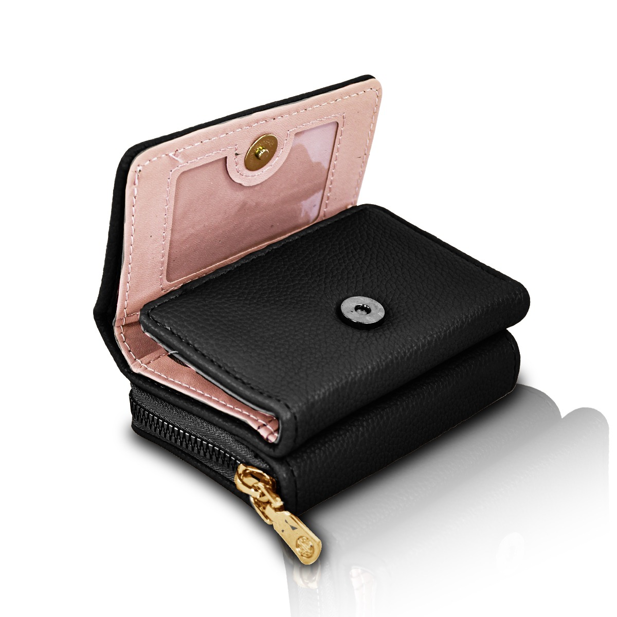 Cartera Negra De Mano Para Mujer Billetera Minimalista